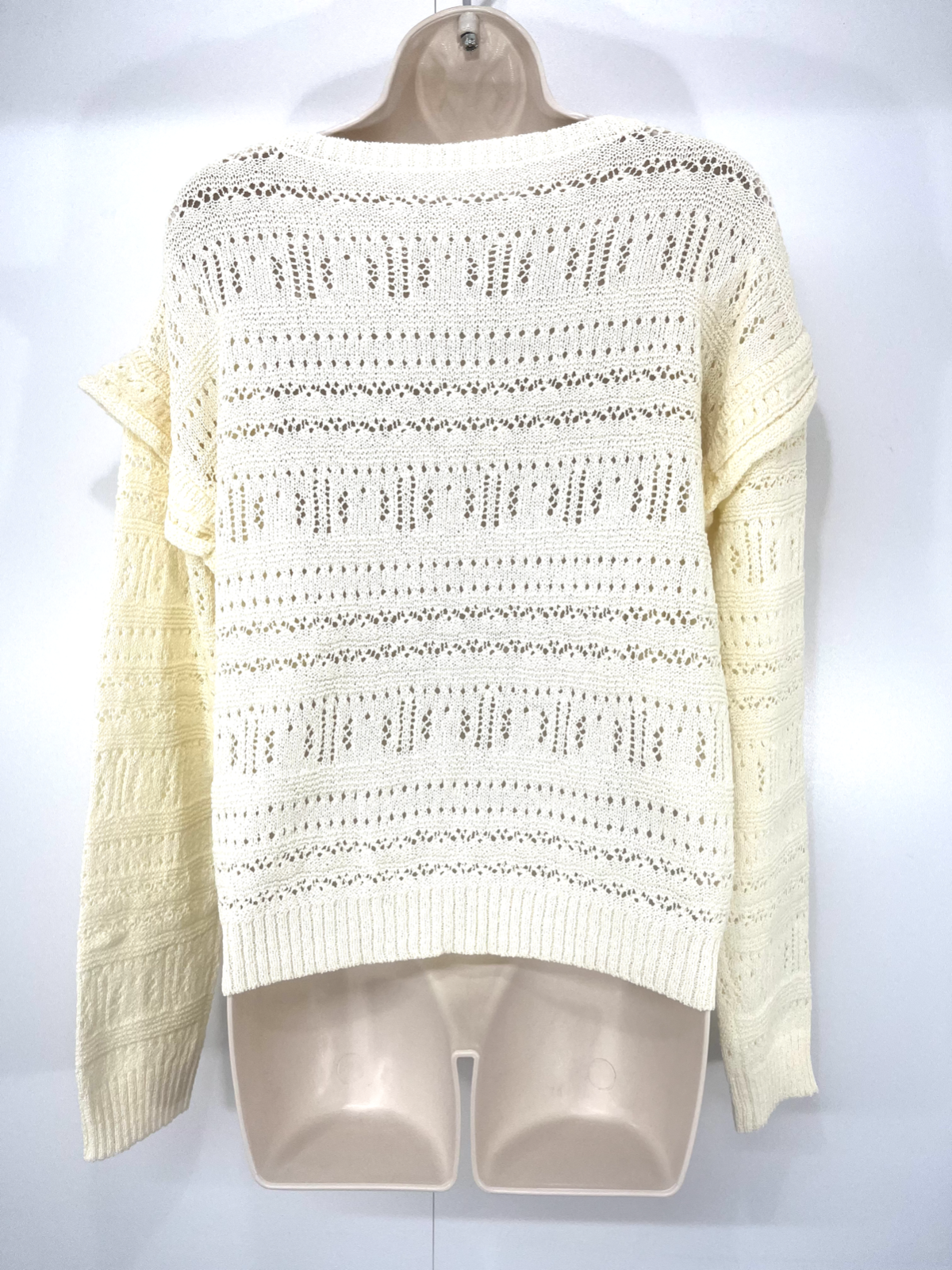 Vintage Retro Style Soft Thin Knit Lace Trim Relaxed Fit Women's Cream Jumper UK 14 16 L