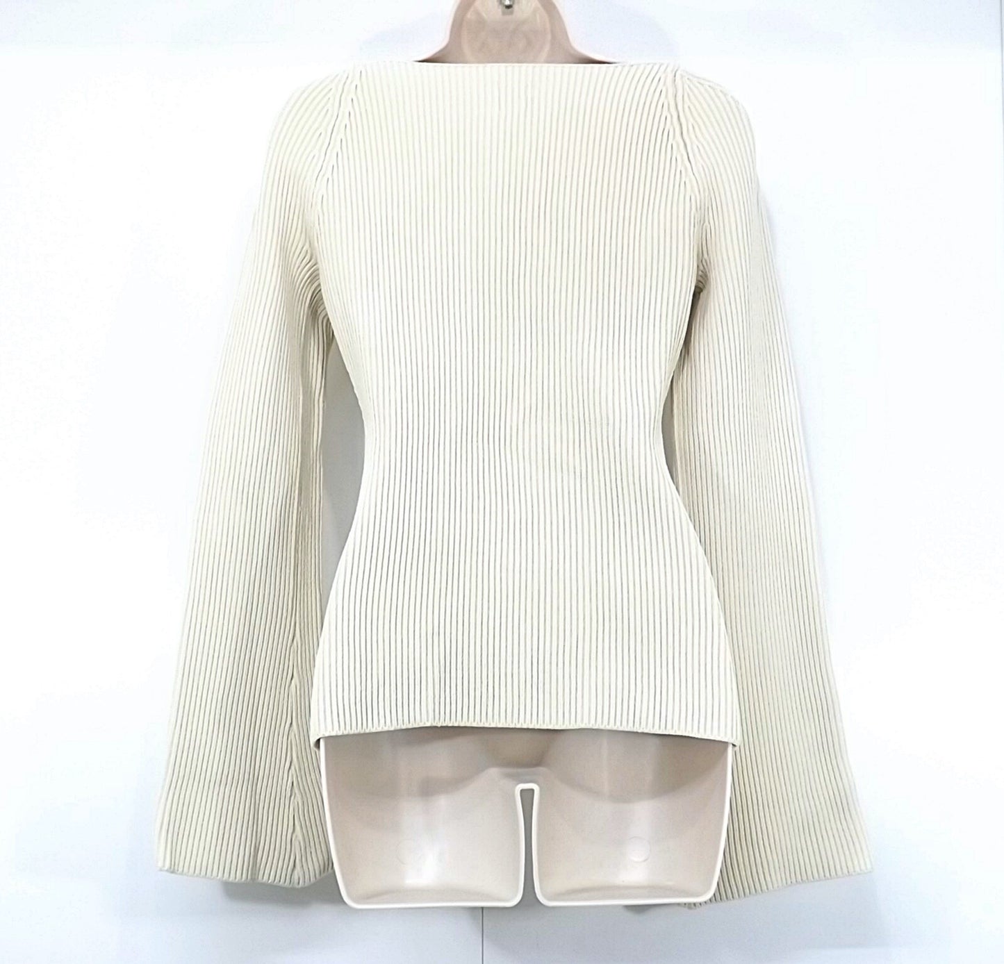 H&M Ecru Beige Classic Retro Style Women's Sweetheart Neck Jumper UK 8 10 S