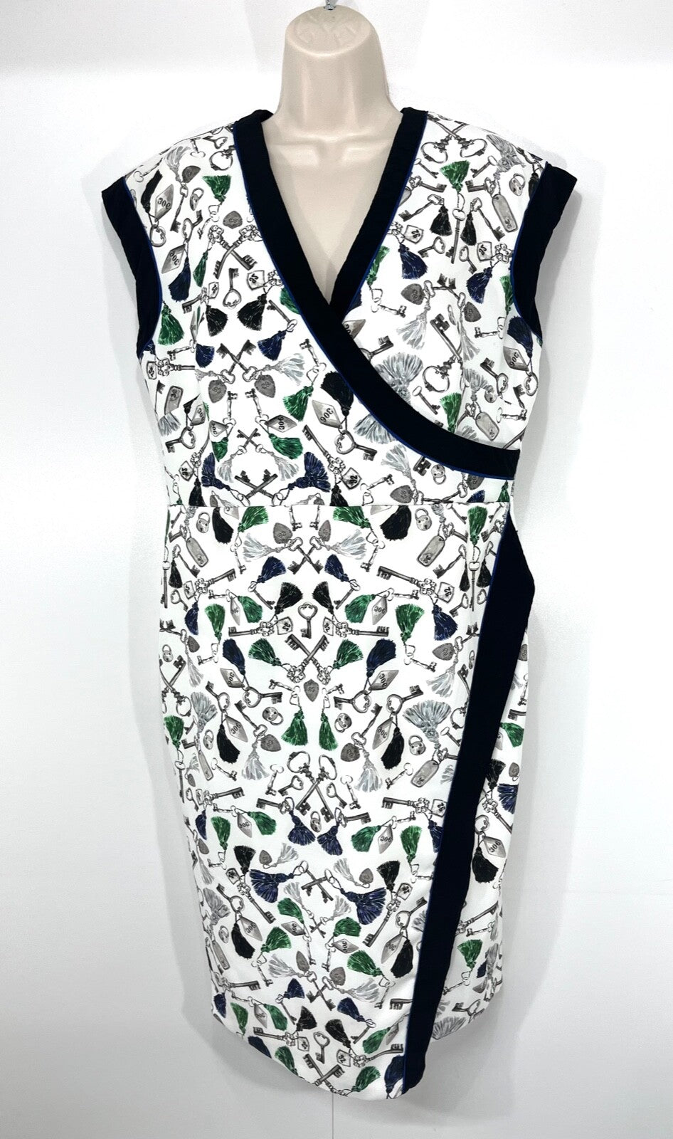 DAMSEL IN A DRESS Cream Multicoloured Classic Crossover Women's Shift Dress UK 16