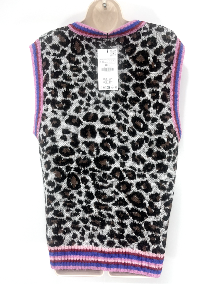 ZARA Multicoloured ALPACA WOOL Blend Relaxed Fit Women's Jumper Tank Top S M NEW