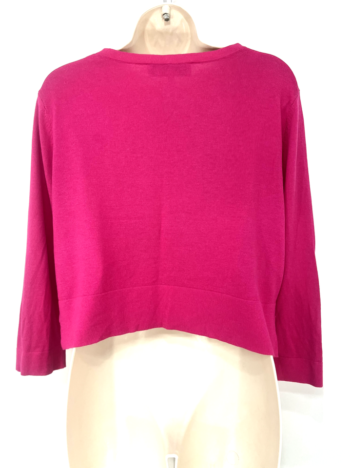 DAMSEL IN A DRESS Pink COTTON Blend Thin Knit Women's Cropped Cardigan UK 8 10 S