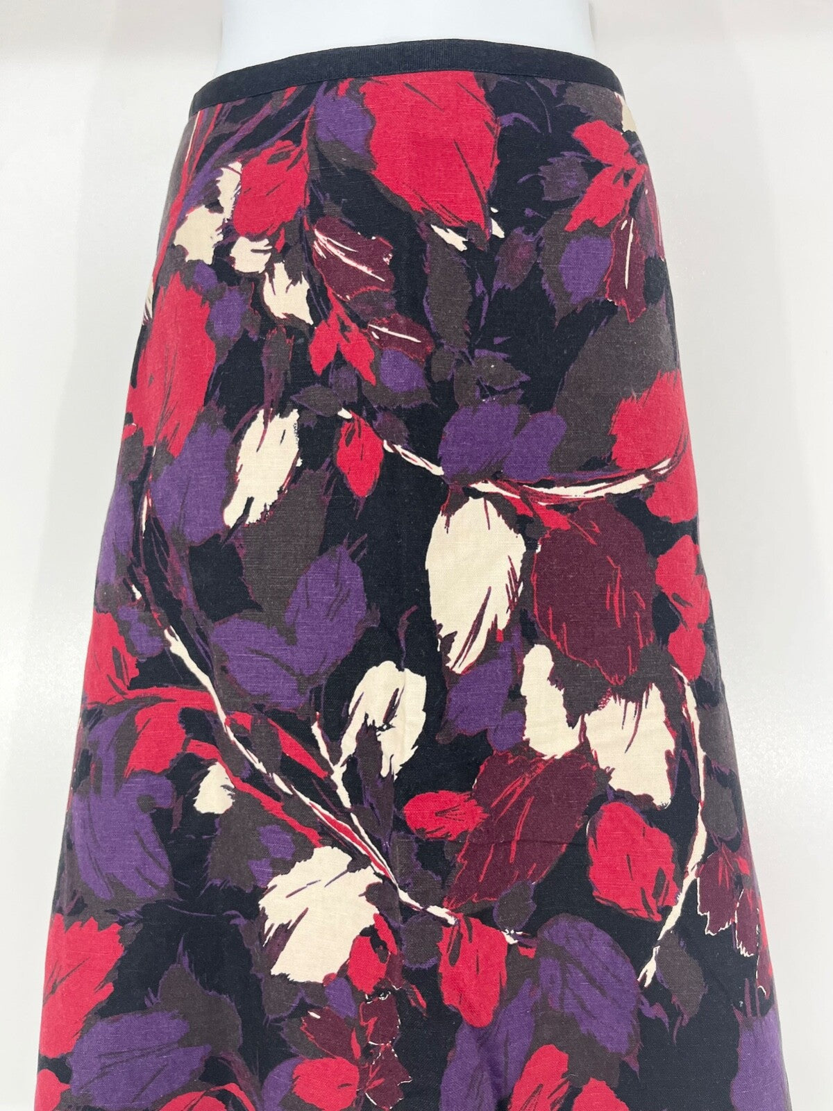 LAURA ASHLEY Multicoloured Women's A-Line Skirt size UK 16 LINEN COTTON Classic Style