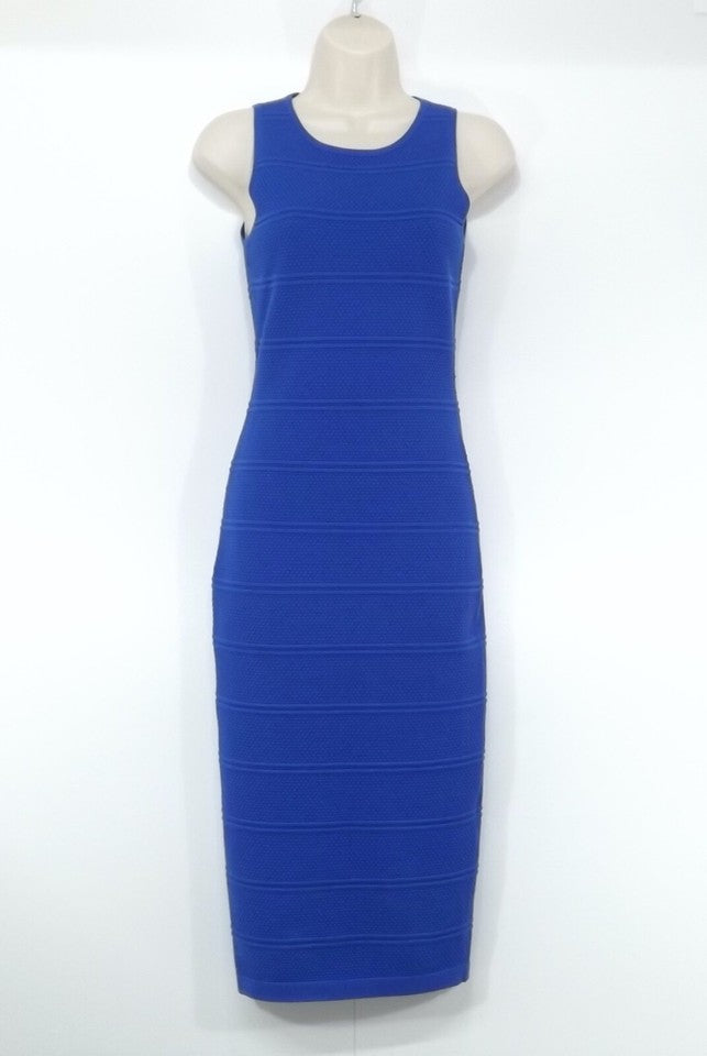 KAREN MILLEN Blue Textured Jersey Long Midi Women's Bodycon Dress UK 8 10 S NEW