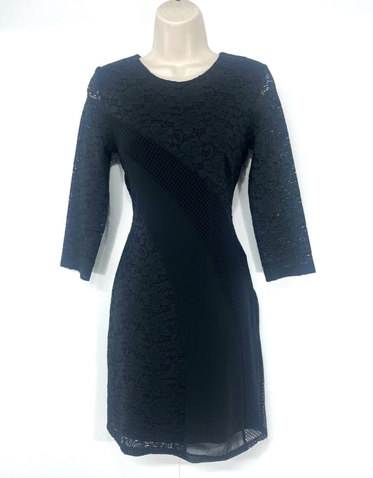 DESIGUAL Black Lace Classic Style Women's Round Neck Shift Dress UK 8 10 S EUR 36