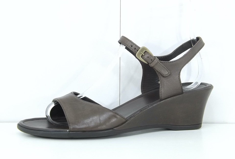 ECCO Women's Dark Brown REAL LEATHER Wedge Sandals UK 7.5 EUR 41