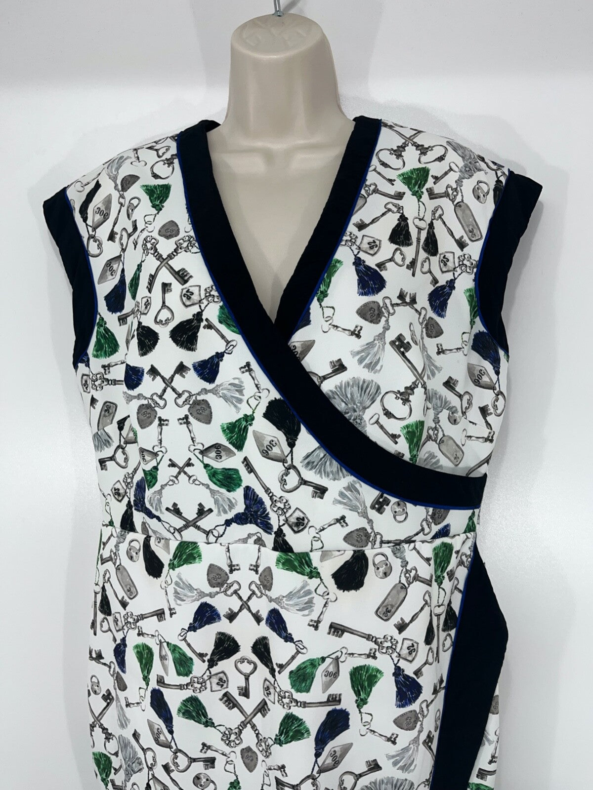 DAMSEL IN A DRESS Cream Multicoloured Classic Crossover Women's Shift Dress UK 16