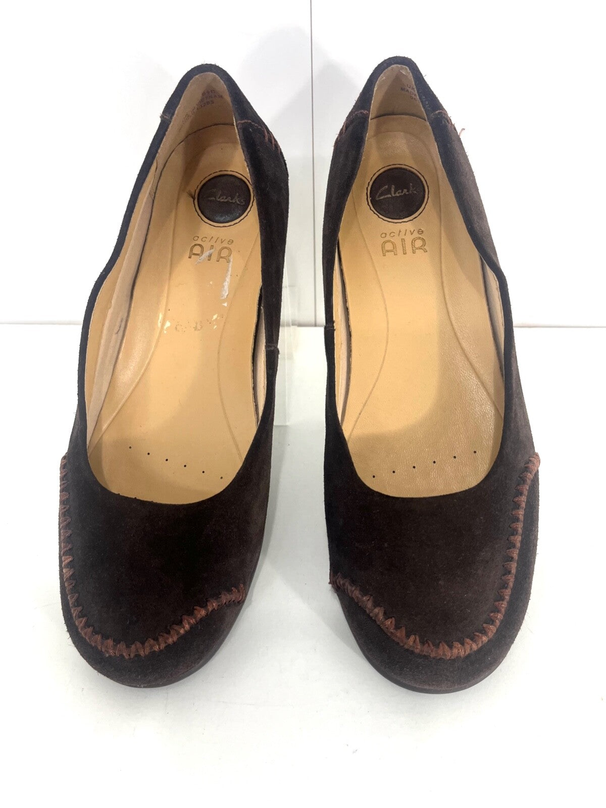 CLARKS Active Air Dark Brown REAL LEATHER Suede Women's Pumps Loafers UK 6.5