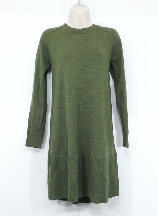 COS Green Mix Pure WOOL Relaxed Fit Women's A-Line Tunic Jumper Dress UK 8 10 S