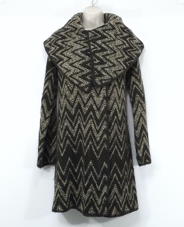 MONSOON Women's Coatigan Cardigan UK 12 Taupe Brown Soft Chunky Knit Boho Retro