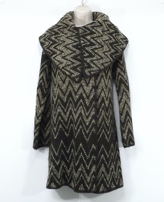 MONSOON Women's Coatigan Cardigan UK 12 Taupe Brown Soft Chunky Knit Boho Retro