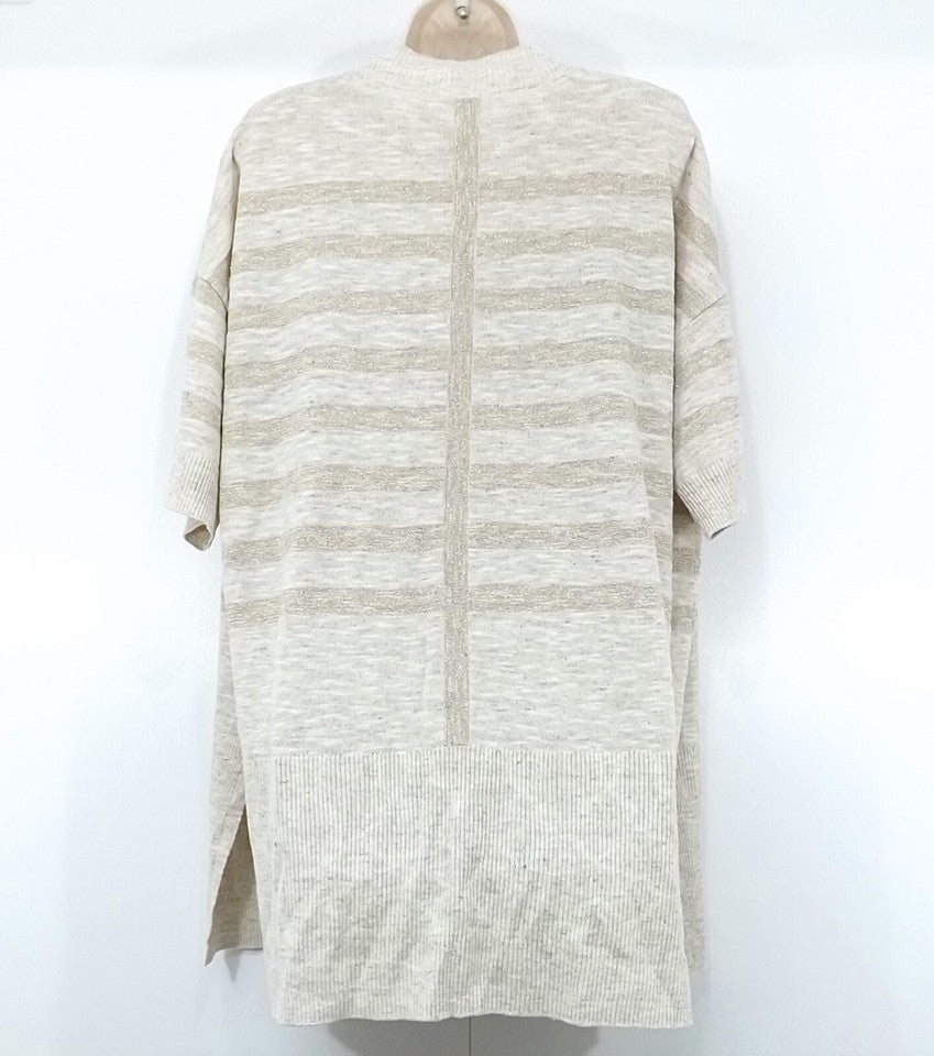 PURE Collection Beige Mix LINEN Blend Thin Knit Women's Oversized Cardigan Shrug UK 8