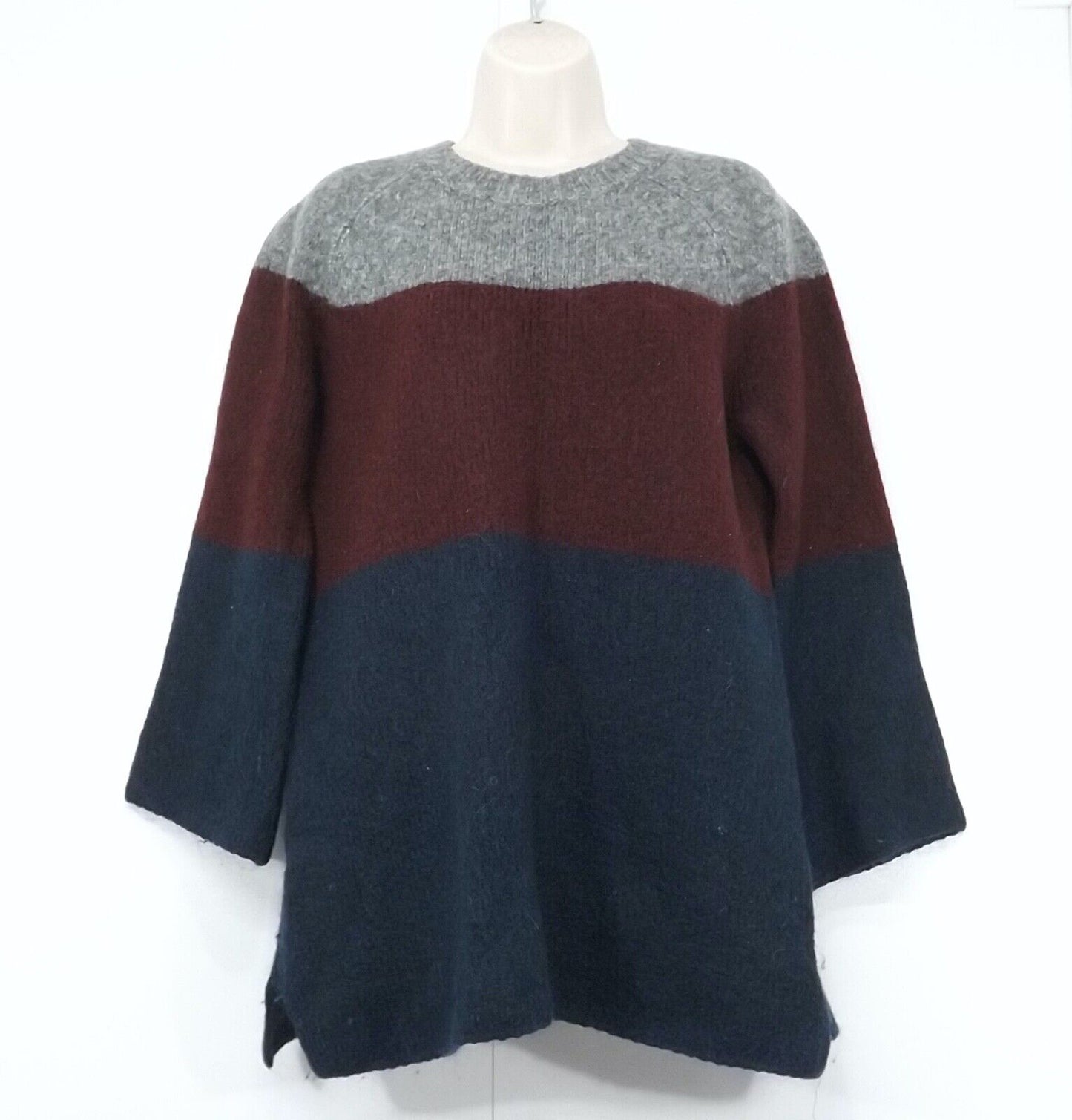 FRENCH CONNECTION Navy Maroon Grey WOOL MOHAIR Blend Women's Jumper UK 8 10 S