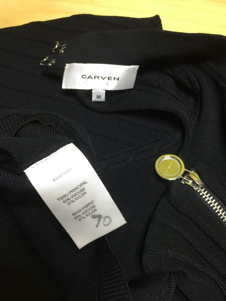 CARVEN Black Thin Silky Jersey Cut Out Back Women's Jumper Top UK 12 14 M