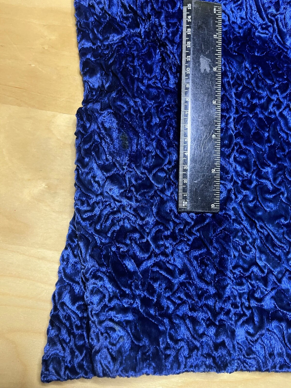 GUY LAROCHE Paris Vintage 90s Women's Blue Crushed Velvet Blouse Top UK 14 16 L