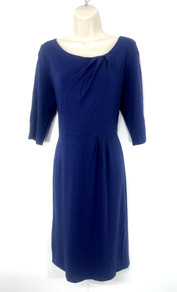 L.K. BENNETT Navy Soft Thin Jersey Classic Style Women's Shift Dress UK 18