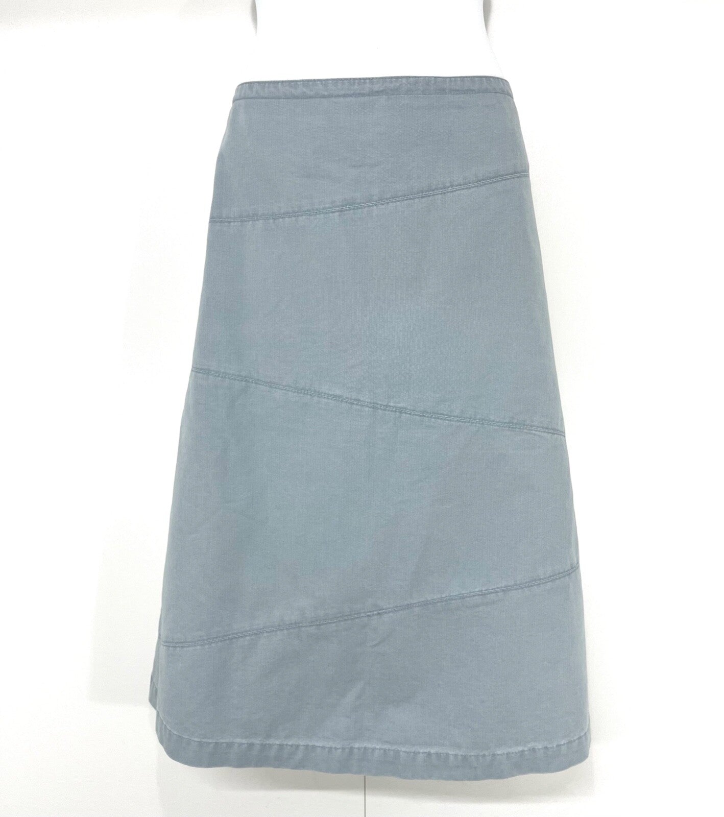 JIGSAW Kew Dusky Blue Denim Women's A-Line Skirt UK 12 Pure COTTON Retro Vintage Style