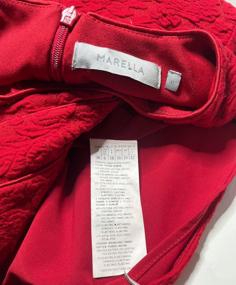 MAX MARA Marella Red Women's Short Shift Dress size UK 8 10 S Floral Jersey SILK Blend