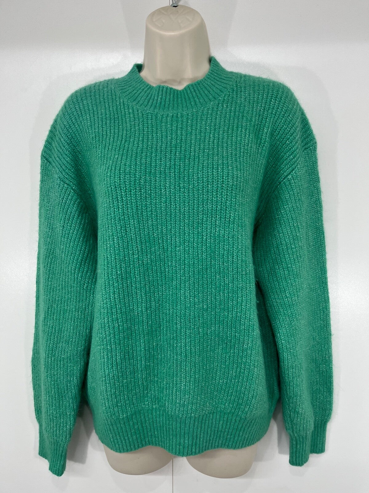 H&M Green Mix Soft Chunky Knit WOOL Blend Women's Oversized Jumper UK 8 10 S
