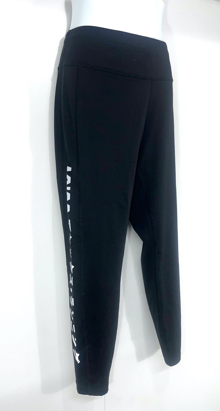 ASICS Black Thin Jersey Running Gym Yoga Women's Leggings UK 14 16 L