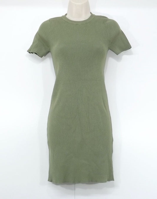 ZARA Olive Green Soft Thin Jersey Women's Short T-Shirt Dress UK 8 10 S NEW