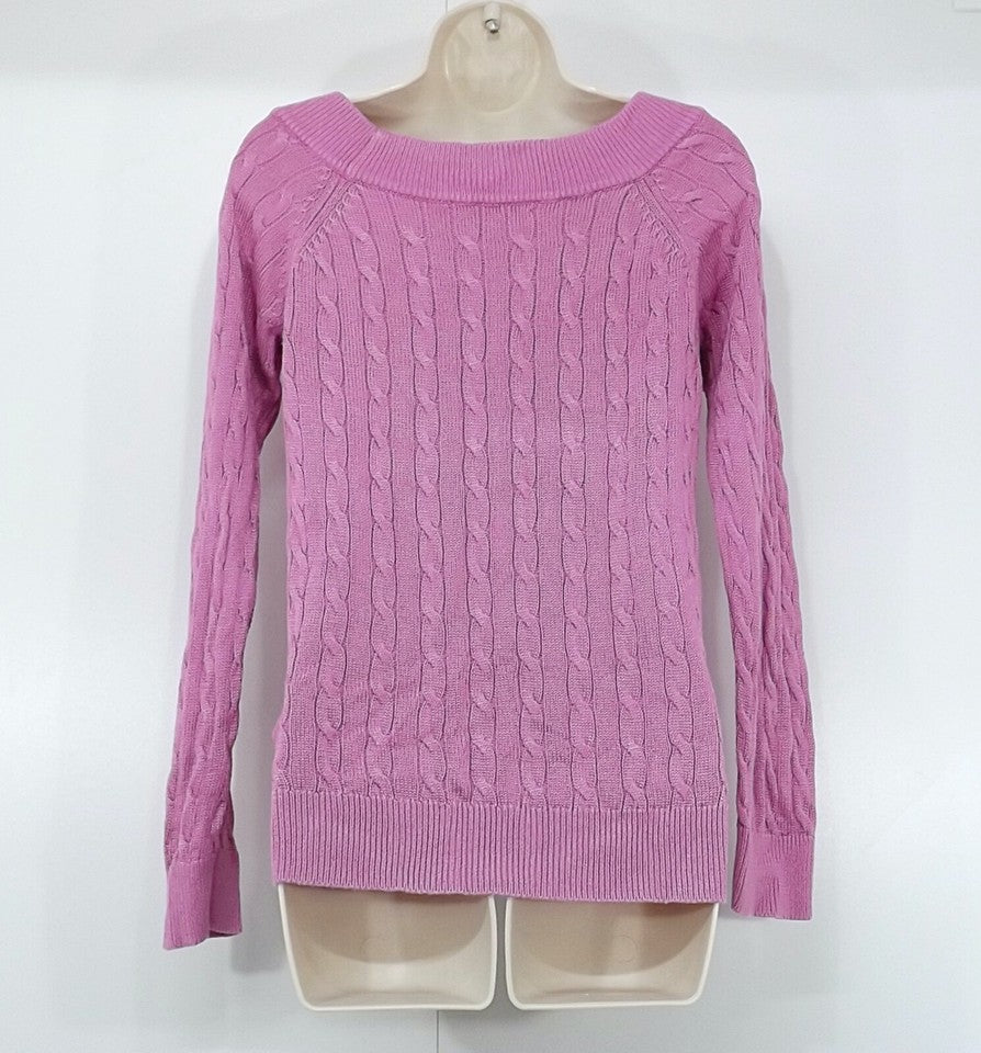RALPH LAUREN Soft Thin Cable Knit COTTON Blend Women's Pink Jumper UK 10 12 M