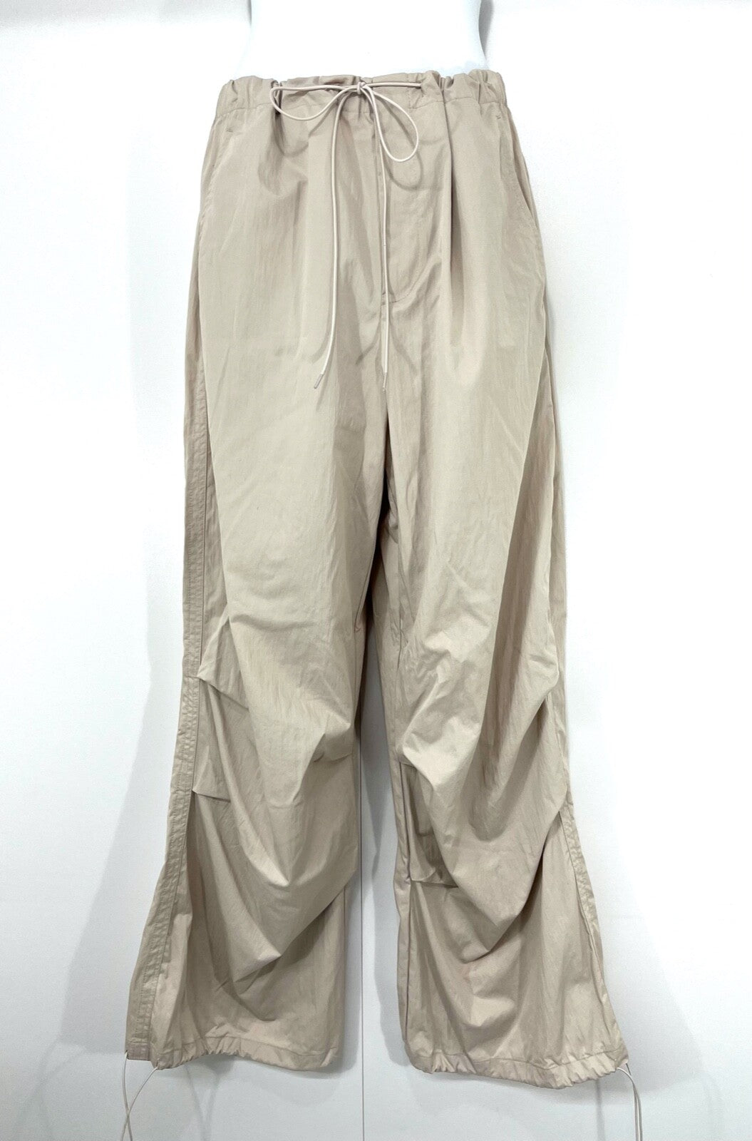 ZARA Stone Beige Women's Cargo Parachute Pants Trousers UK 12 14 M Lightweight