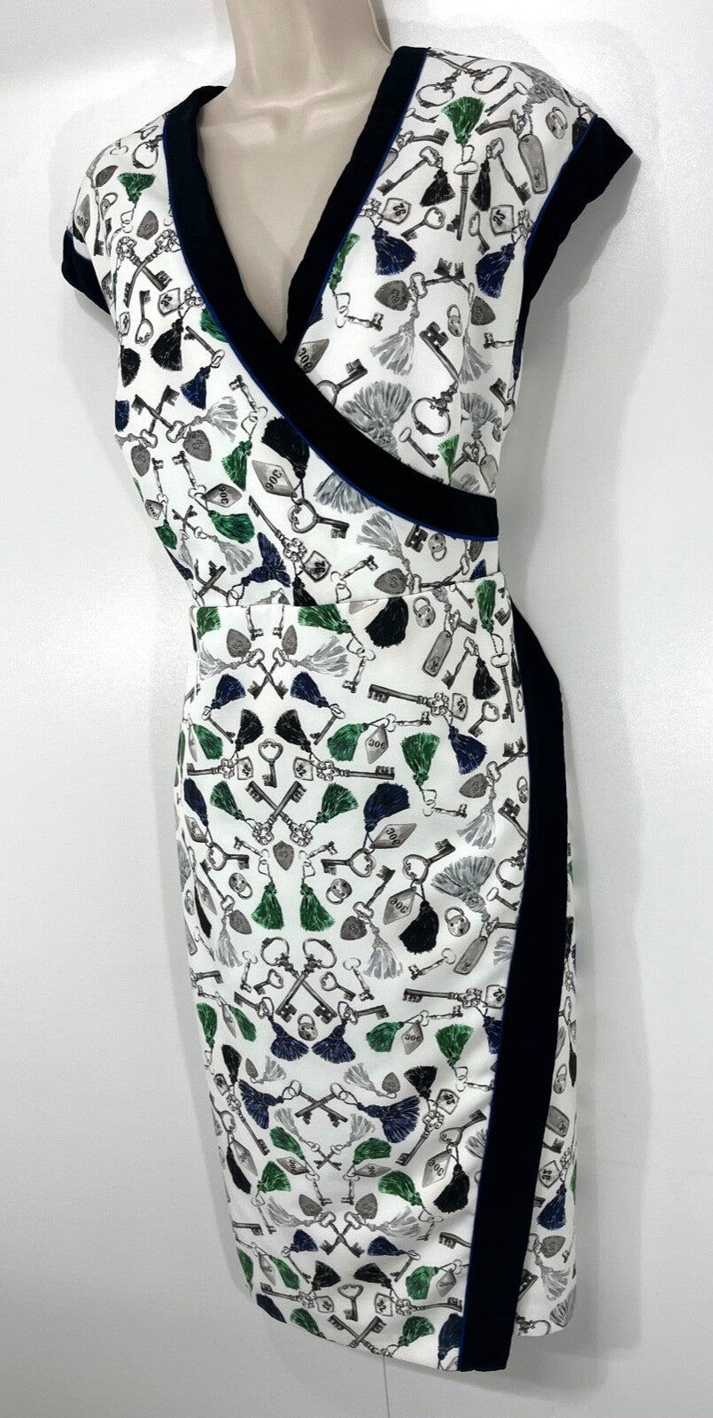 DAMSEL IN A DRESS Cream Multicoloured Classic Crossover Women's Shift Dress UK 16