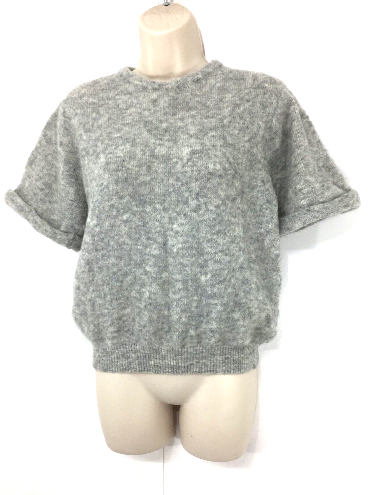 AMERICAN VINTAGE Grey Marl ALPACA Merino WOOL Blend Women's Jumper Top UK 8 10 S
