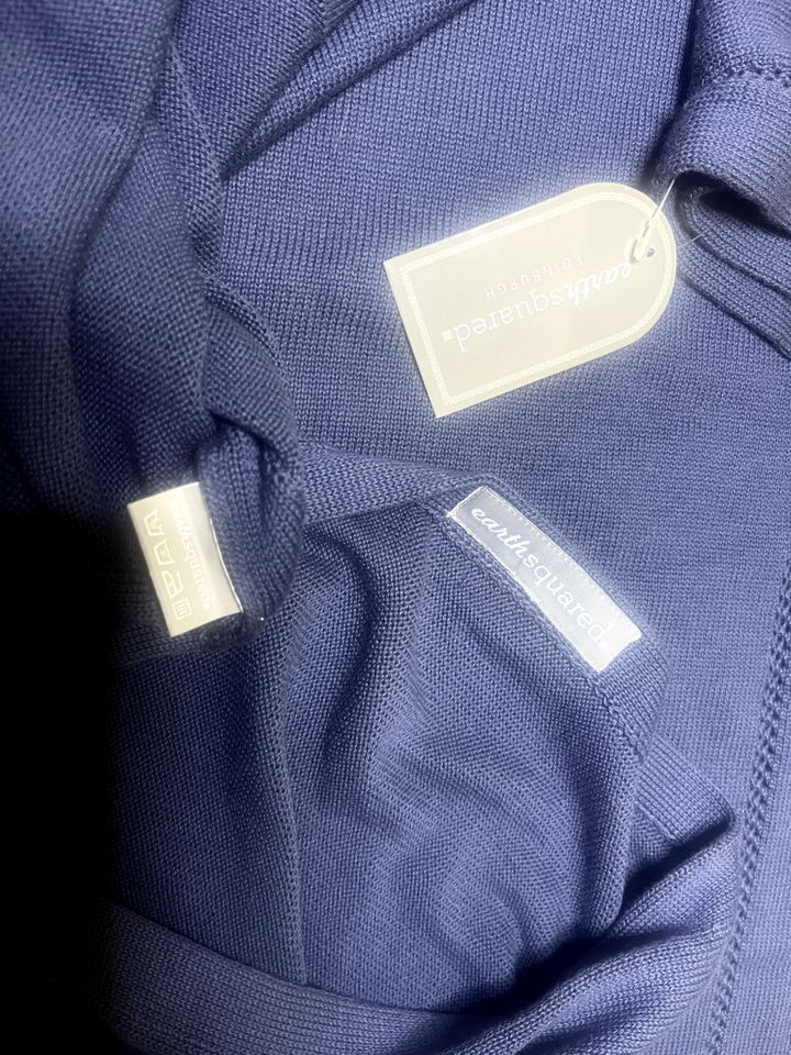 EARTH SQUARED Dusky Navy Pure COTTON Soft Thin Knit Women's Boho Poncho Wrap NEW