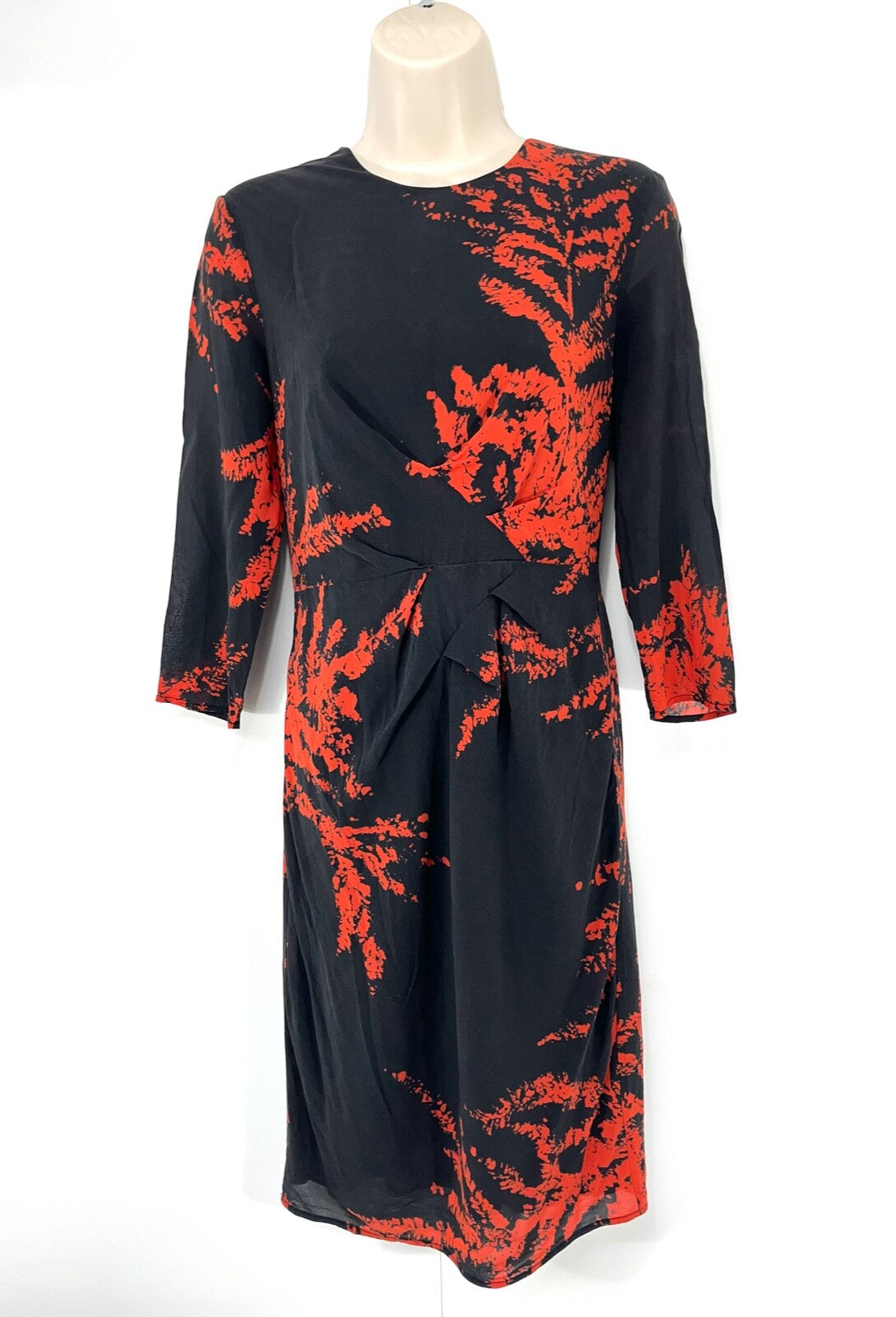 WHISTLES Black Orange Women's Shift Dress UK 10 SILK Blend with Stretch Classic Style