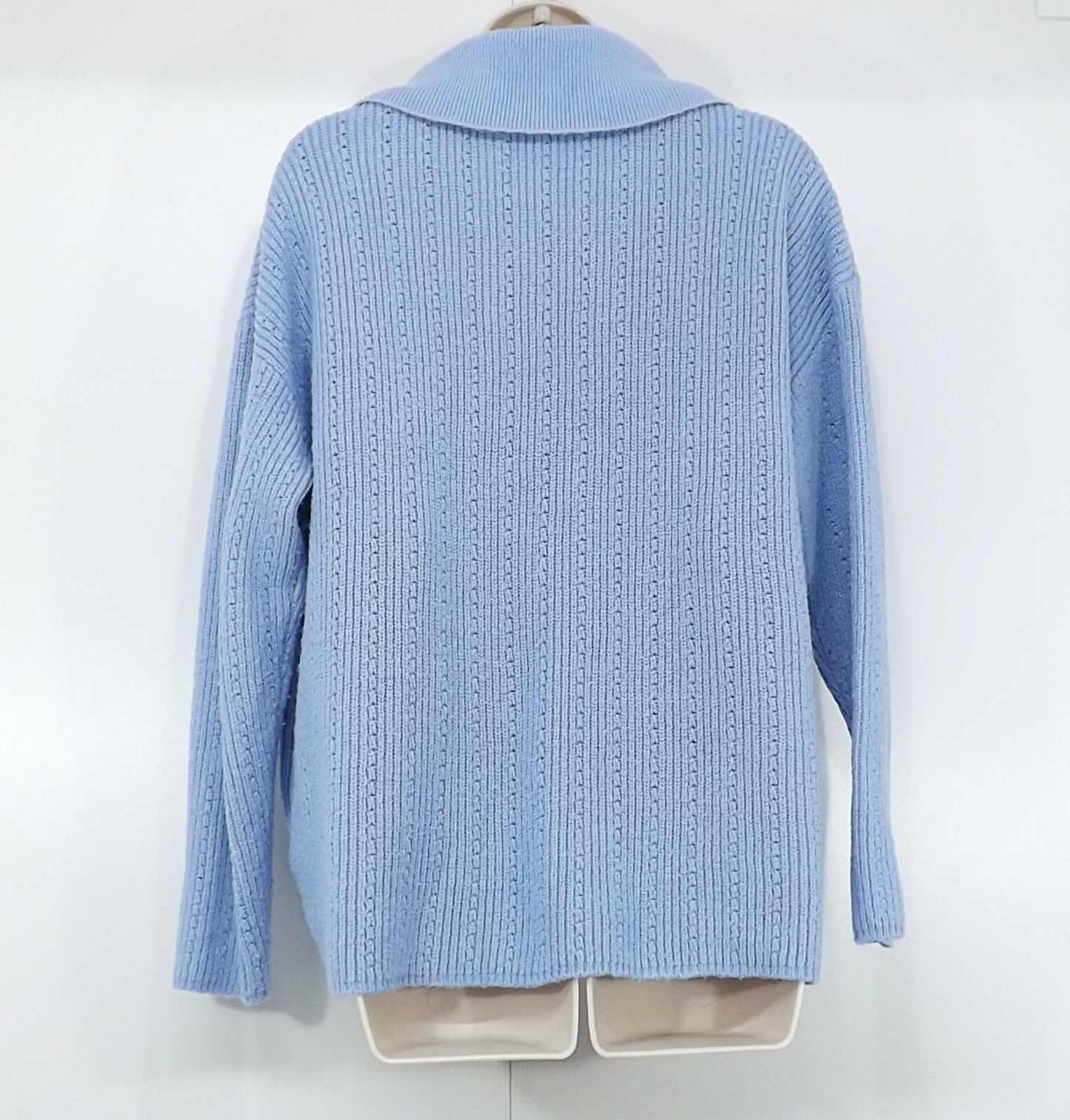 CREW CLOTHING Blue Soft Knit WOOL ALPACA Blend Women's Oversized Collared Jumper UK 8