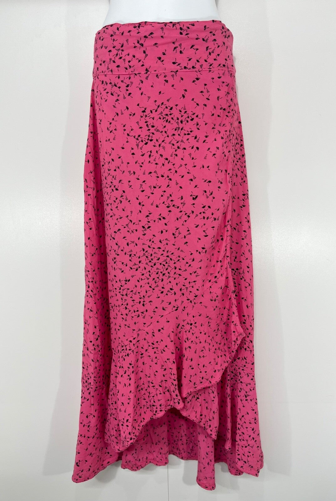 GANNI Light Floaty Women's Pink Floral BARRA CREPE Long Wrap Skirt UK 8 10 S