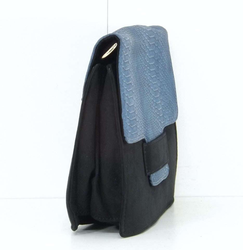 LA REDOUTE Black Blue Classic Retro Style Women's Clutch Shoulder Bag Small NEW