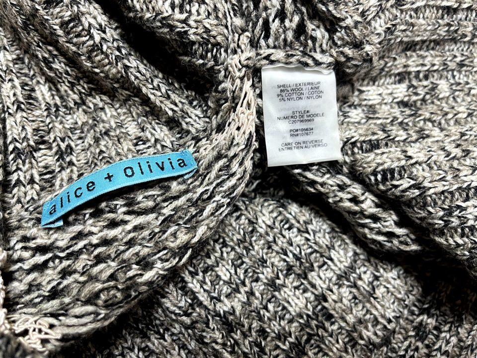 ALICE + OLIVIA Grey Mix WOOL Blend Boho Waterfall Cardigan Shrug UK 12 14 M