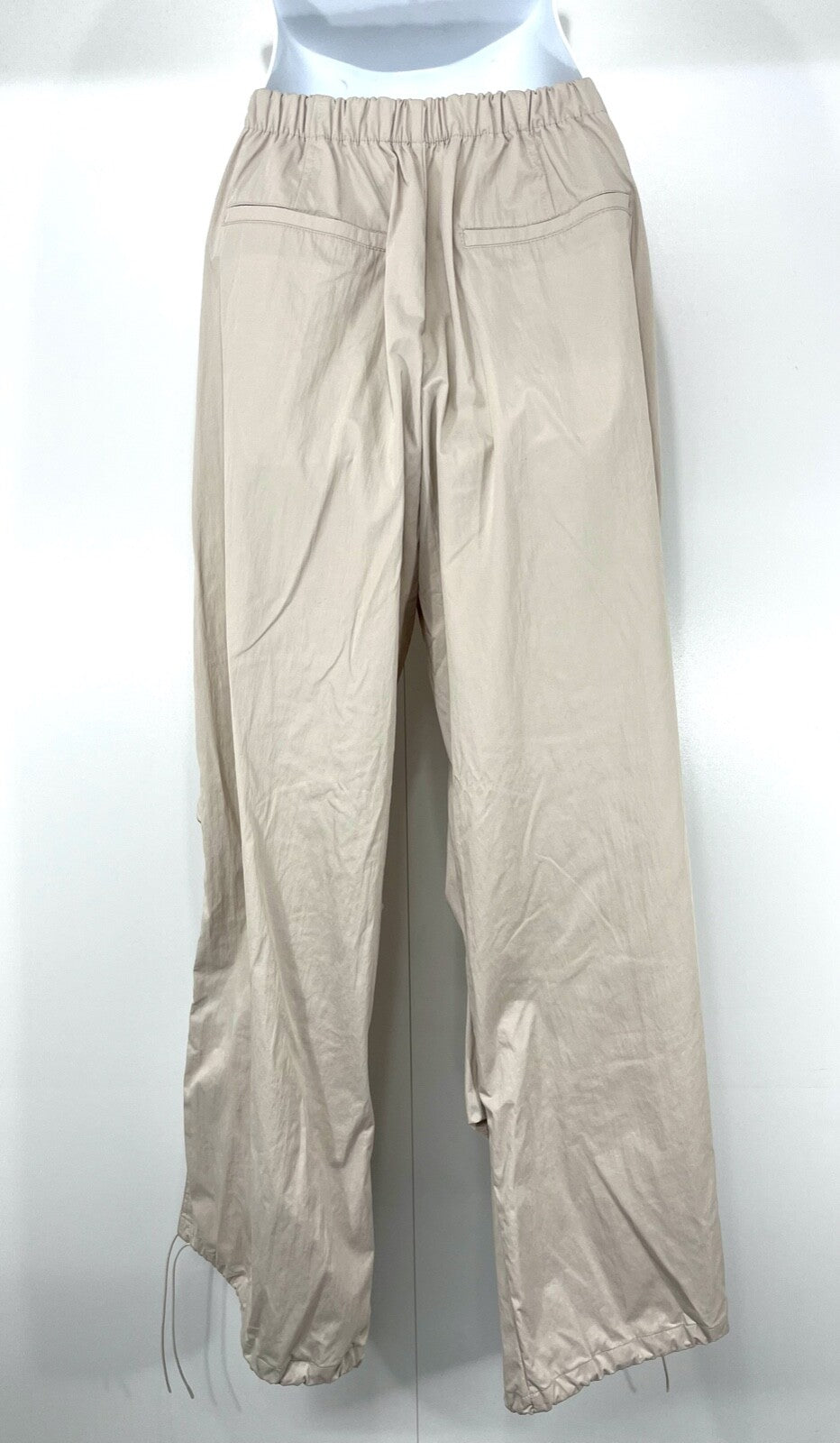 ZARA Stone Beige Women's Cargo Parachute Pants Trousers UK 12 14 M Lightweight