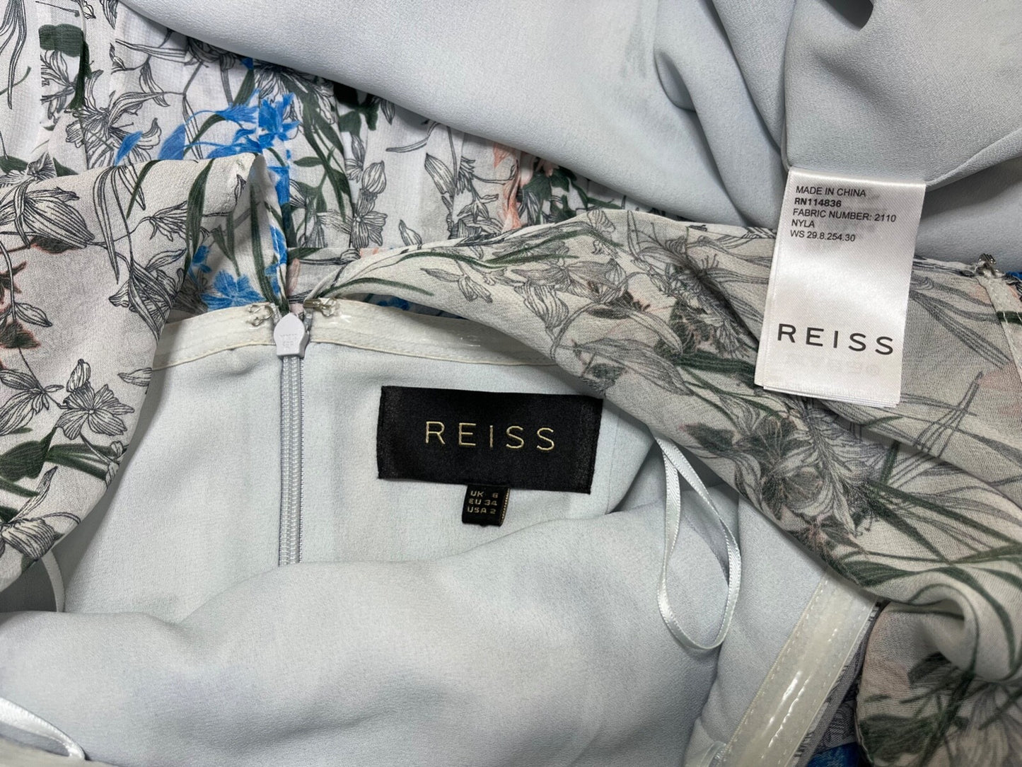 REISS Multicoloured Floral Classic Retro Style Pure SILK Women's NYLA Dress UK 6