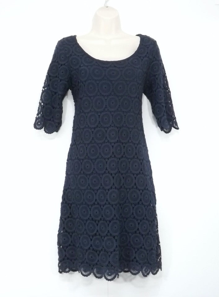 MONSOON Navy Lace Vintage Retro Style Women's Scoop Neck Shift Dress UK 12