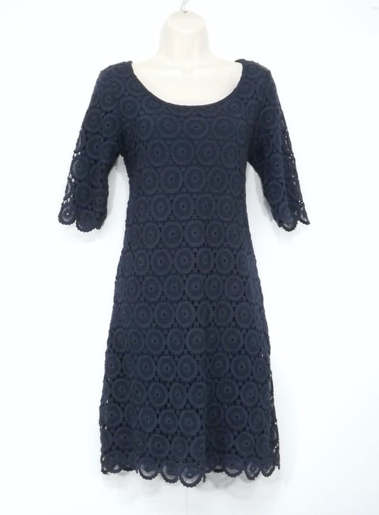 MONSOON Navy Lace Vintage Retro Style Women's Scoop Neck Shift Dress UK 12