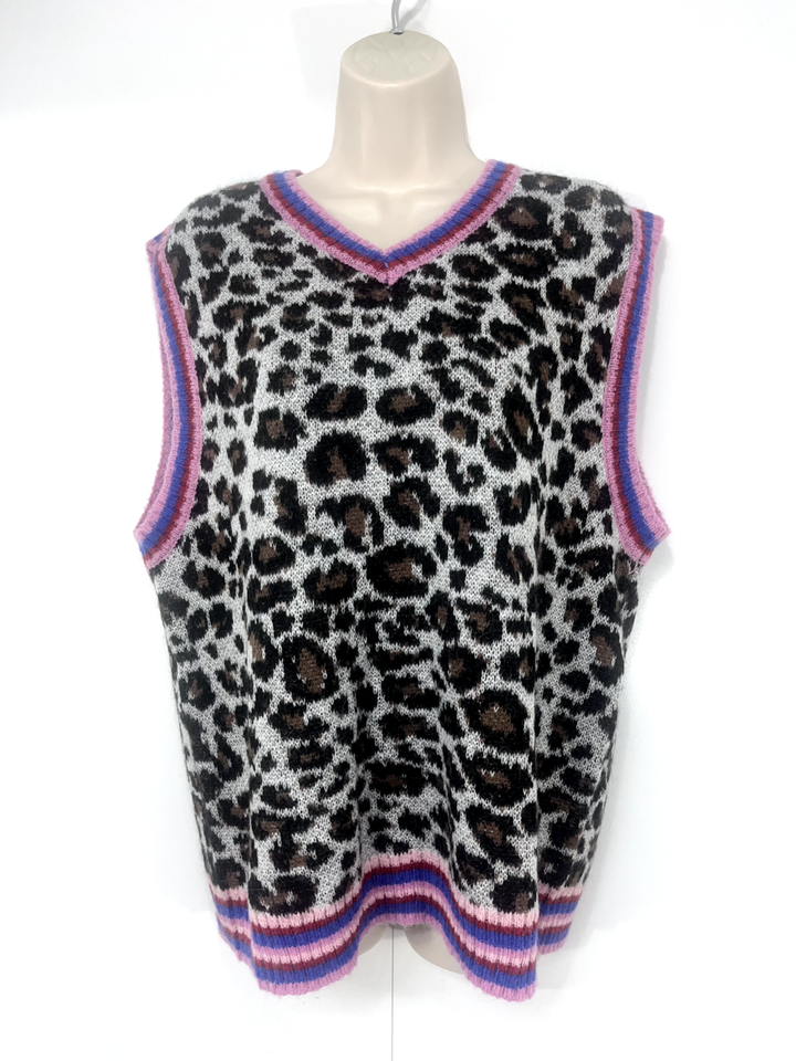 ZARA Multicoloured ALPACA WOOL Blend Relaxed Fit Women's Jumper Tank Top S M NEW