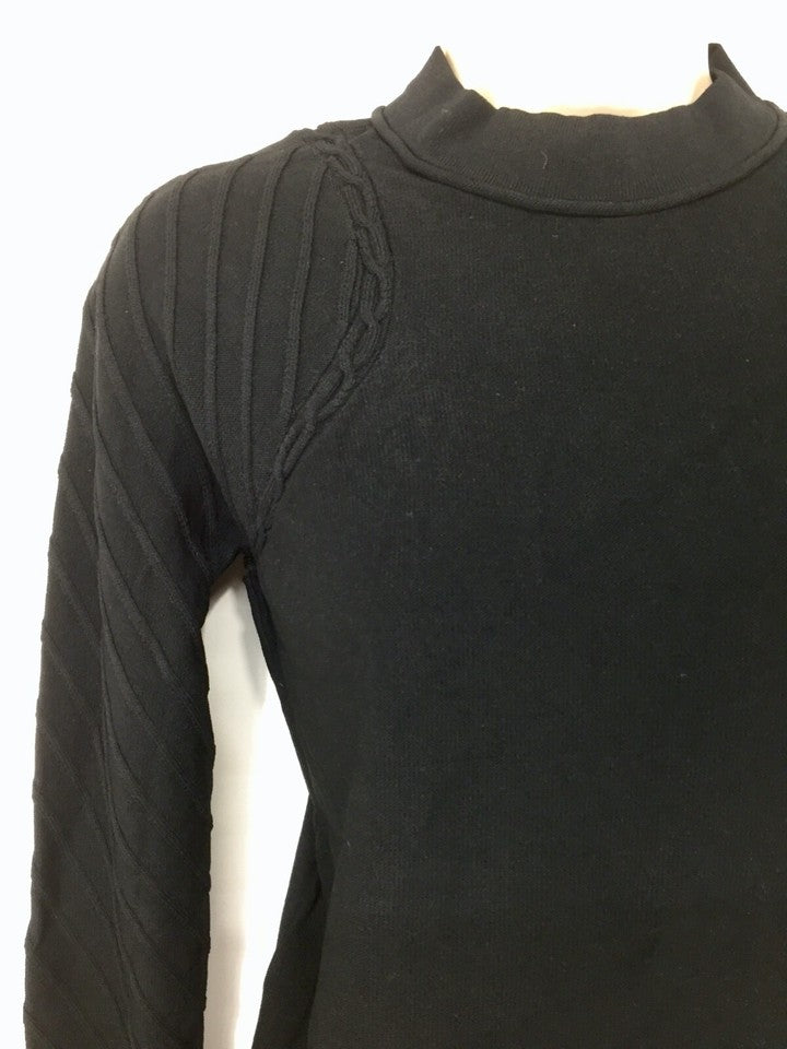 CARVEN Black Thin Silky Jersey Cut Out Back Women's Jumper Top UK 12 14 M