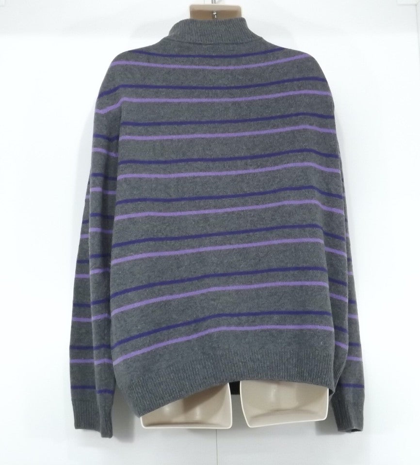 OXFORD Company Grey Soft Thin Knit WOOL Blend Mens High Zip Neck Jumper size XL