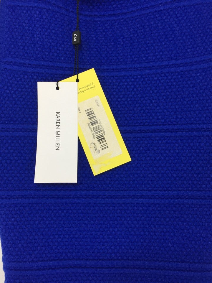 KAREN MILLEN Blue Textured Jersey Long Midi Women's Bodycon Dress UK 8 10 S NEW