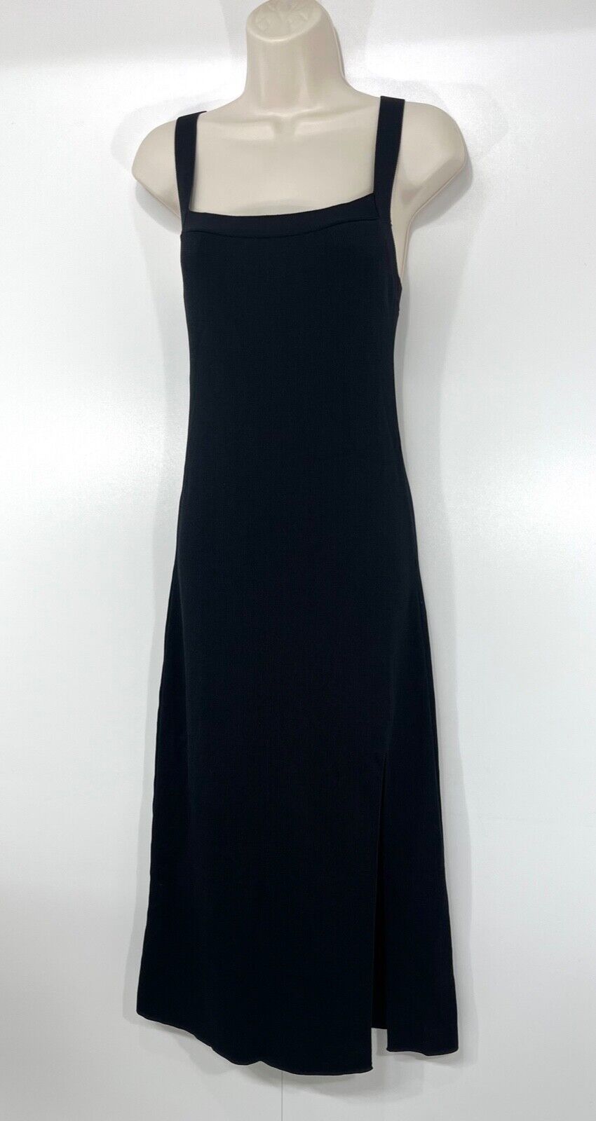 ZARA Black Jersey Classic Style Women's Long A-Line Dress with side Split UK 8 10 S