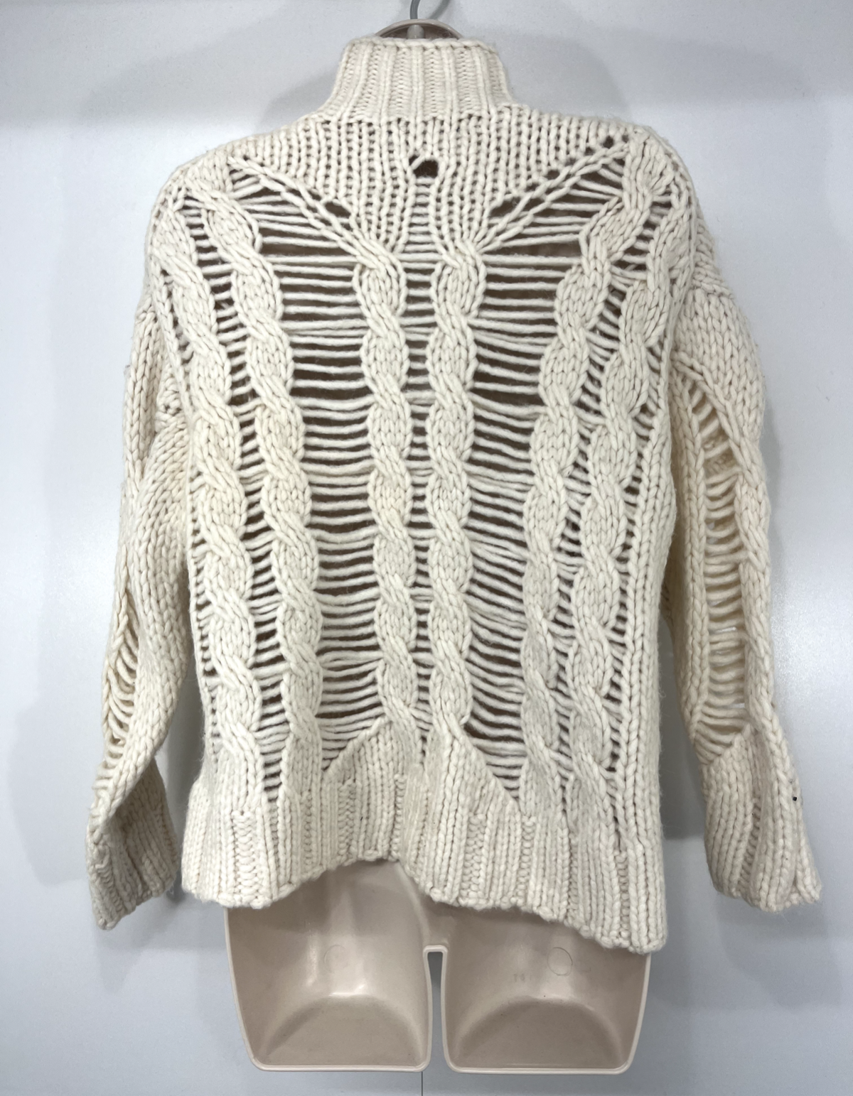 ZARA Cream Soft Chunky Knit Boho Retro Style Women's High Neck Jumper UK 8 10 S