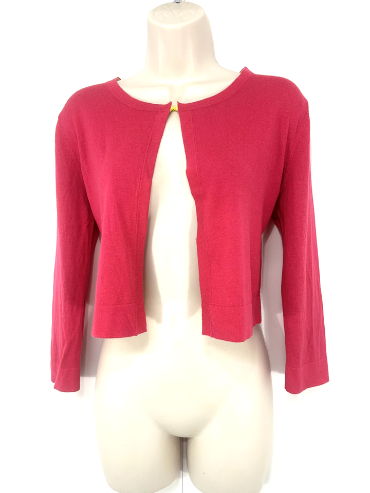 DAMSEL IN A DRESS Pink COTTON Blend Thin Knit Women's Cropped Cardigan UK 8 10 S