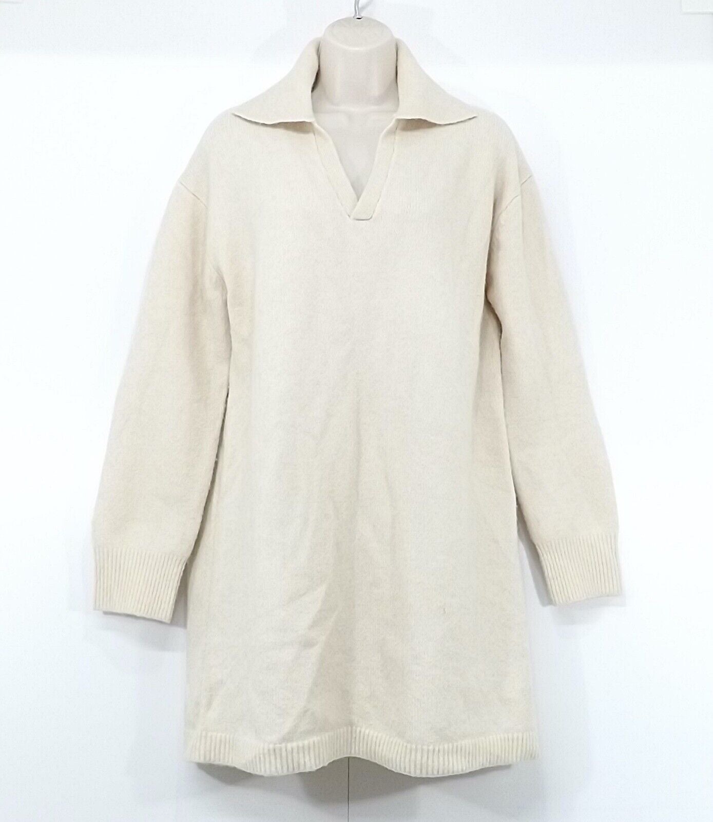 ZARA Cream WOOL CAMEL Blend Women's Chunky Oversized Long Jumper Tunic UK 8 10 S