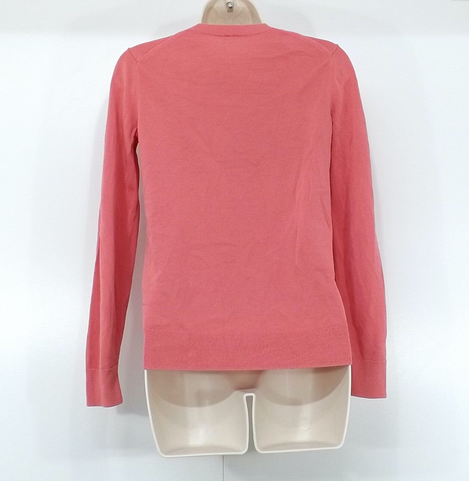 ARKET Pink Soft Thin Silky Knit Pure COTTON Women's Crew Neck Jumper UK 6 8 XS