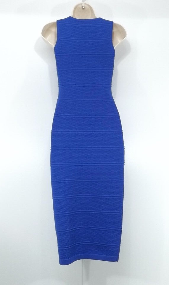 KAREN MILLEN Blue Textured Jersey Long Midi Women's Bodycon Dress UK 8 10 S NEW