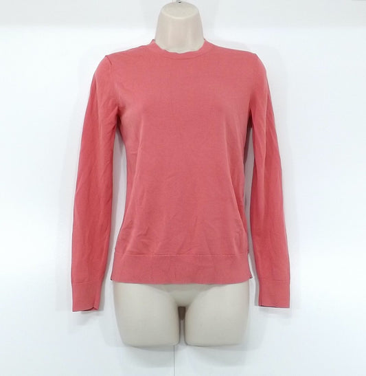 ARKET Pink Soft Thin Silky Knit Pure COTTON Women's Crew Neck Jumper UK 6 8 XS