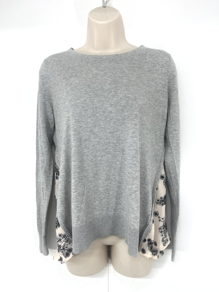 CLUB MONACO Grey Marl SILK Blend Relaxed Fit Women's Boho Jumper Top UK 8 10 S
